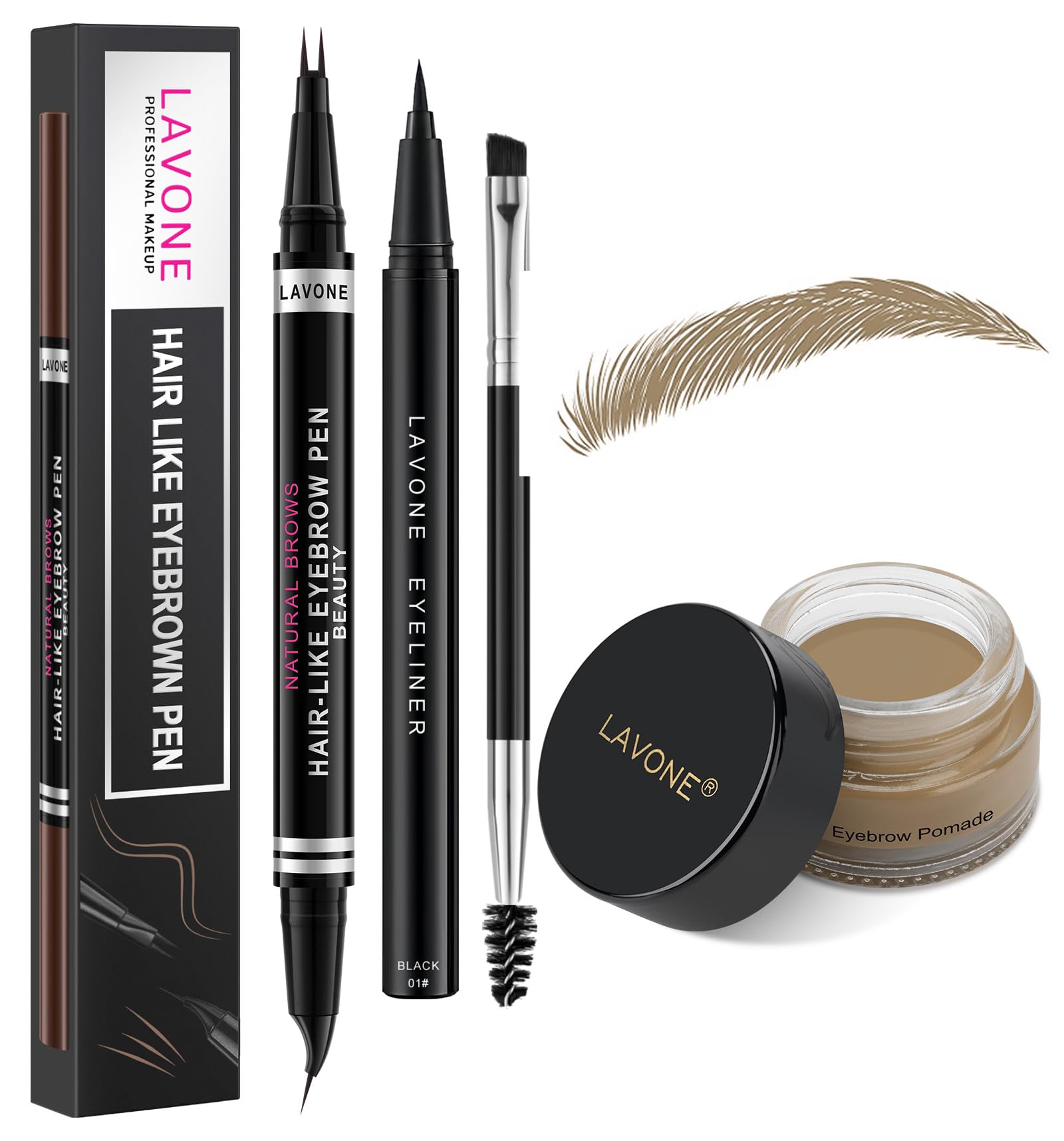 Amazon.com : LAVONE Hair-Like Eyebrow Pen Makeup kit, Eyebrow