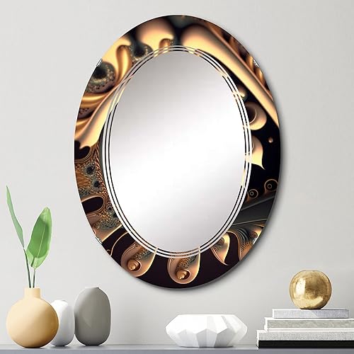 Miniatura 2 de Golden Fractal Bliss II - Espejo de tocador, espejos de baño, espejos de pared para sala de estar, dormitorio, espejo ovalado, grande, 20 x 30 pies,