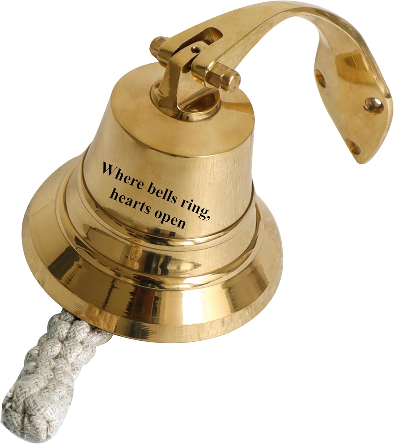 Customized Brass Wall Bell with Engraving – Personalized Decorative Door Bell for Home, Office, Temple, or Outdoor Use – Handcrafted with Loud Clear Sound & Easy Mounting (Brass Finish, 4" inch)