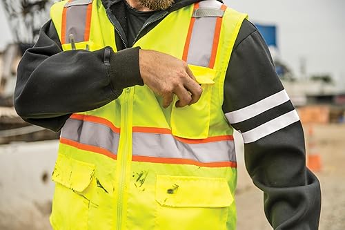 Miniatura 6 de Ml Kishigo Chaleco sólido con parte trasera de malla, ultra fresco, clase 2, color verde Lima, M, Anaranjado, 1