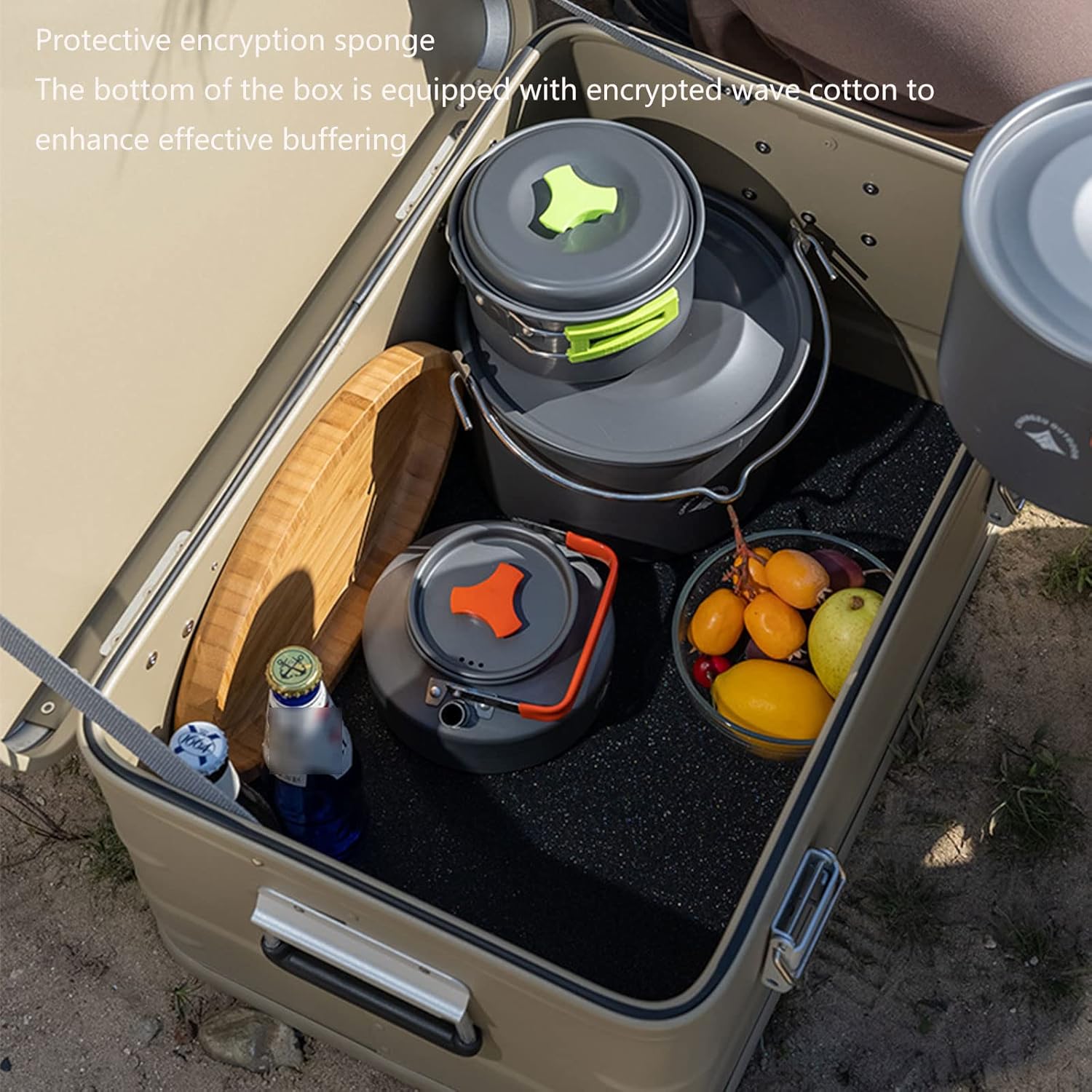 Outdoor Camping Storage Box Aluminum Alloy Storage Box Field Storage Box Outing Car Storage Box 47L Large Capacity Black (Brown)