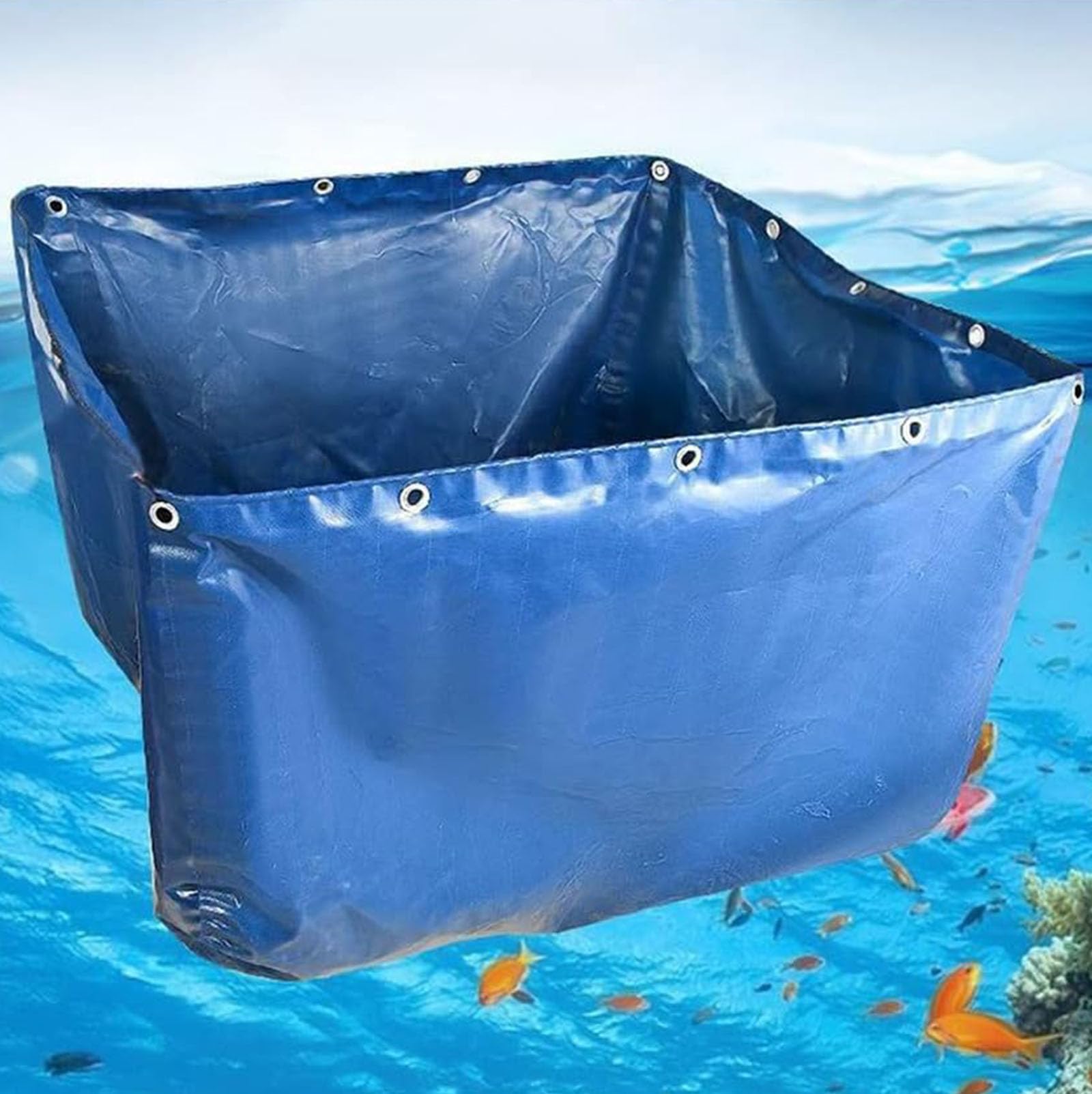 GALPBBCADE Aquarium Pool Multifunction PVC Canvas Ponds With Drain Valve Temporary Holding Tank For Saltwater Fish 0.5mm Tarp Water Storage Pool For Koi Fish Turtles Swimming,1x1x0.5m
