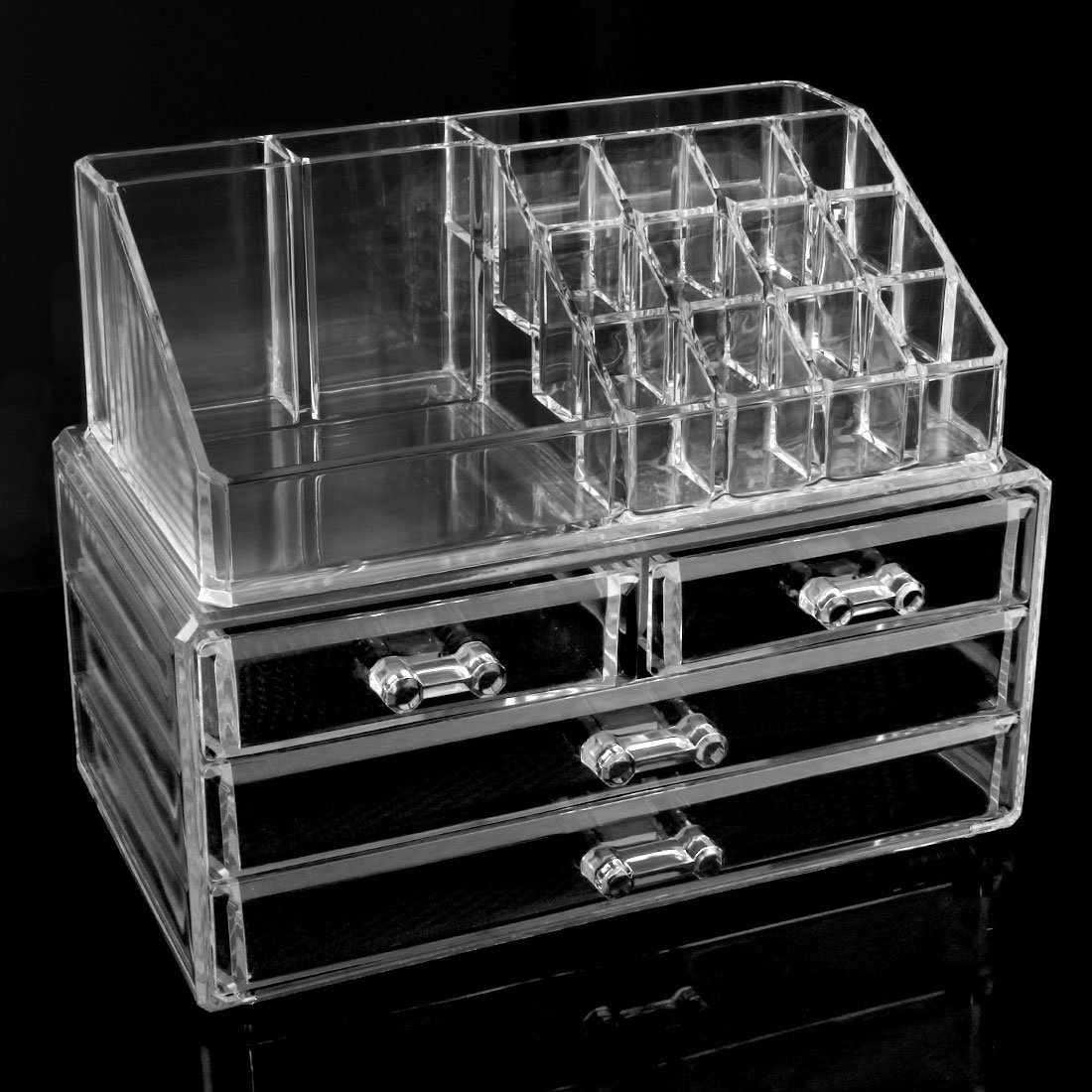 Ruilogod Boîte de rangement en acrylique transparent pour cosmétiques, maquillage, rouge à lèvres, pinceaux, bijoux, boîte de présentation avec tiroirs (style 1)