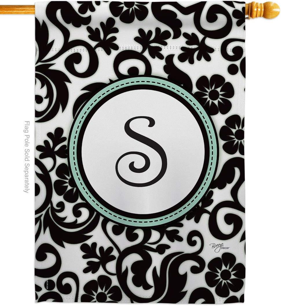 Breeze Decor H130071 Damask S Initial Interests Simply Beauty Decorative Vertical House Flag, 28" x 40", Multicolor