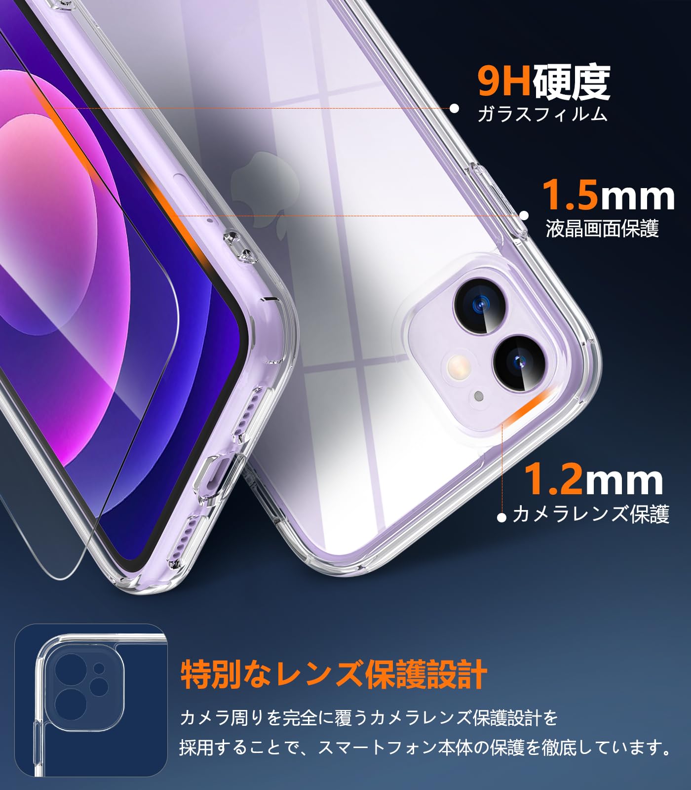 Amazon.co.jp: OWKEY iPhone 12 mini ケース 【ガラスフィルム付き  