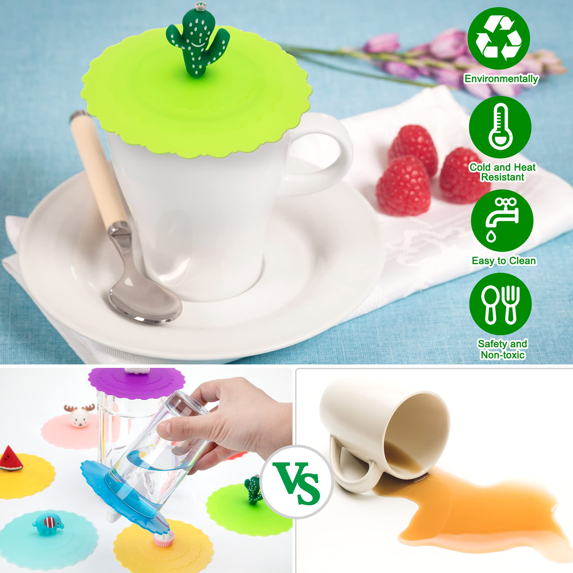 8 Pcs Coperchi Silicone Coperchio Tazza Antipolvere in