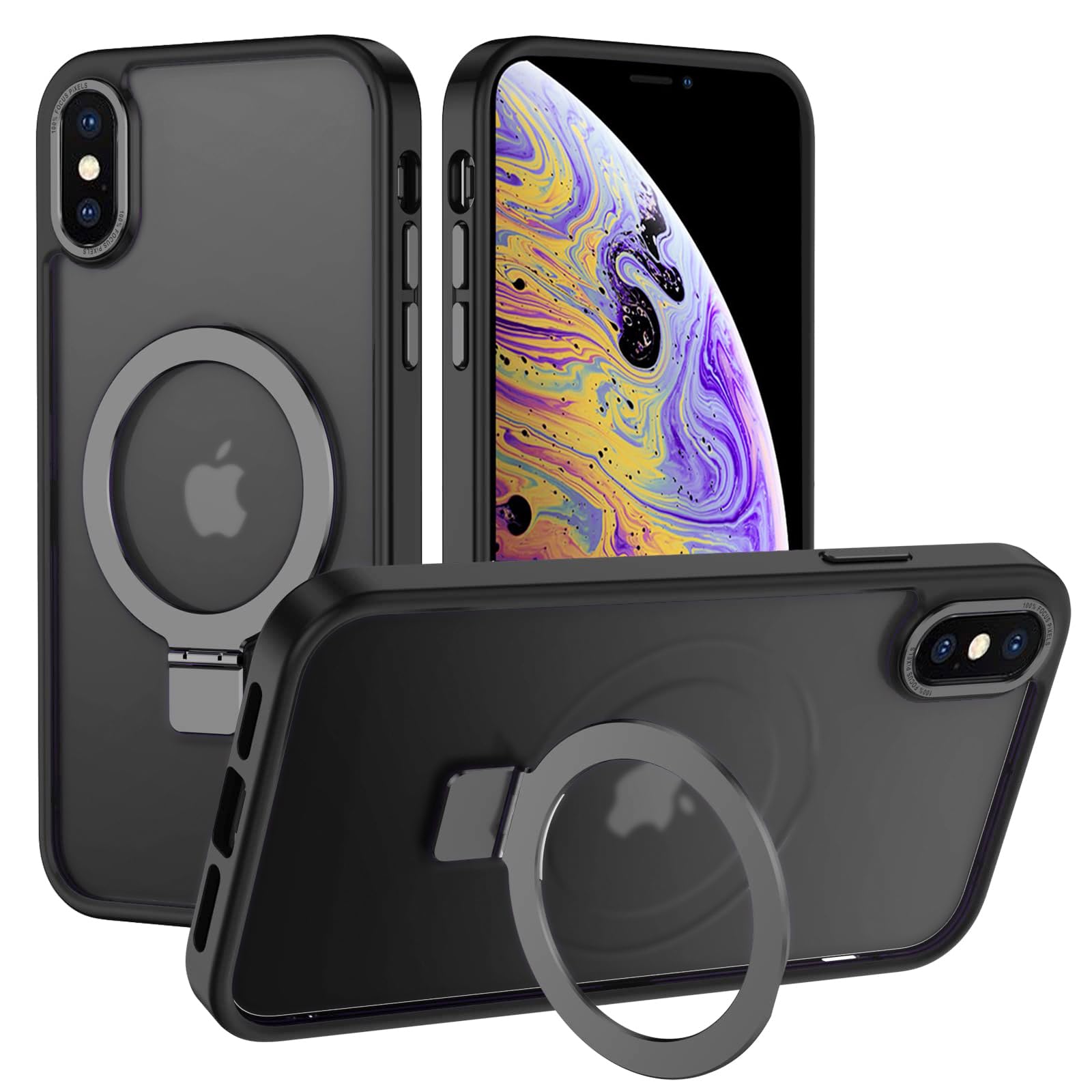 Eligo for iPhone XS MAX Magnetic Case with Invisible Stand, Compatible with MagSafe Shockproof Protection Cover, Translucent Matte Slim Phone Case with Magnet for Apple XS Max (2018)(Black)
