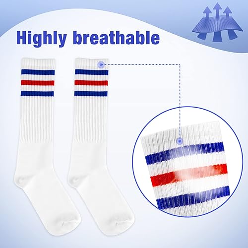 Miniatura 3 de ONUPGO Juego de 5 bandas para el sudor a rayas, banda deportiva para la muñeca, bandas para el sudor, juego de calcetines de tubo alto para hombres