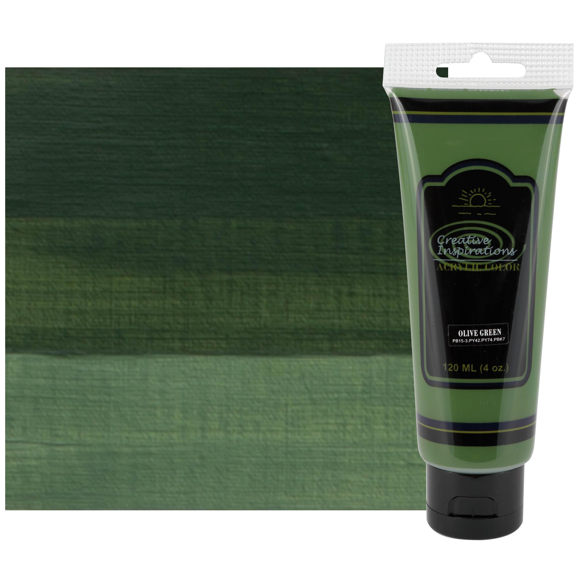 Creative Inspirations Acrylic Paint - Olive Green - 120 mL Tube - Smooth & Creamy Consistency, Vibrant Pigmentation, Great Coverage for Artists - Clean Up with Soap & Water