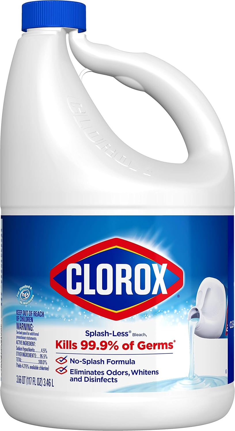 Buy Clorox SplashLess Bleach, Disinfecting Bleach, Regular 117 Fluid