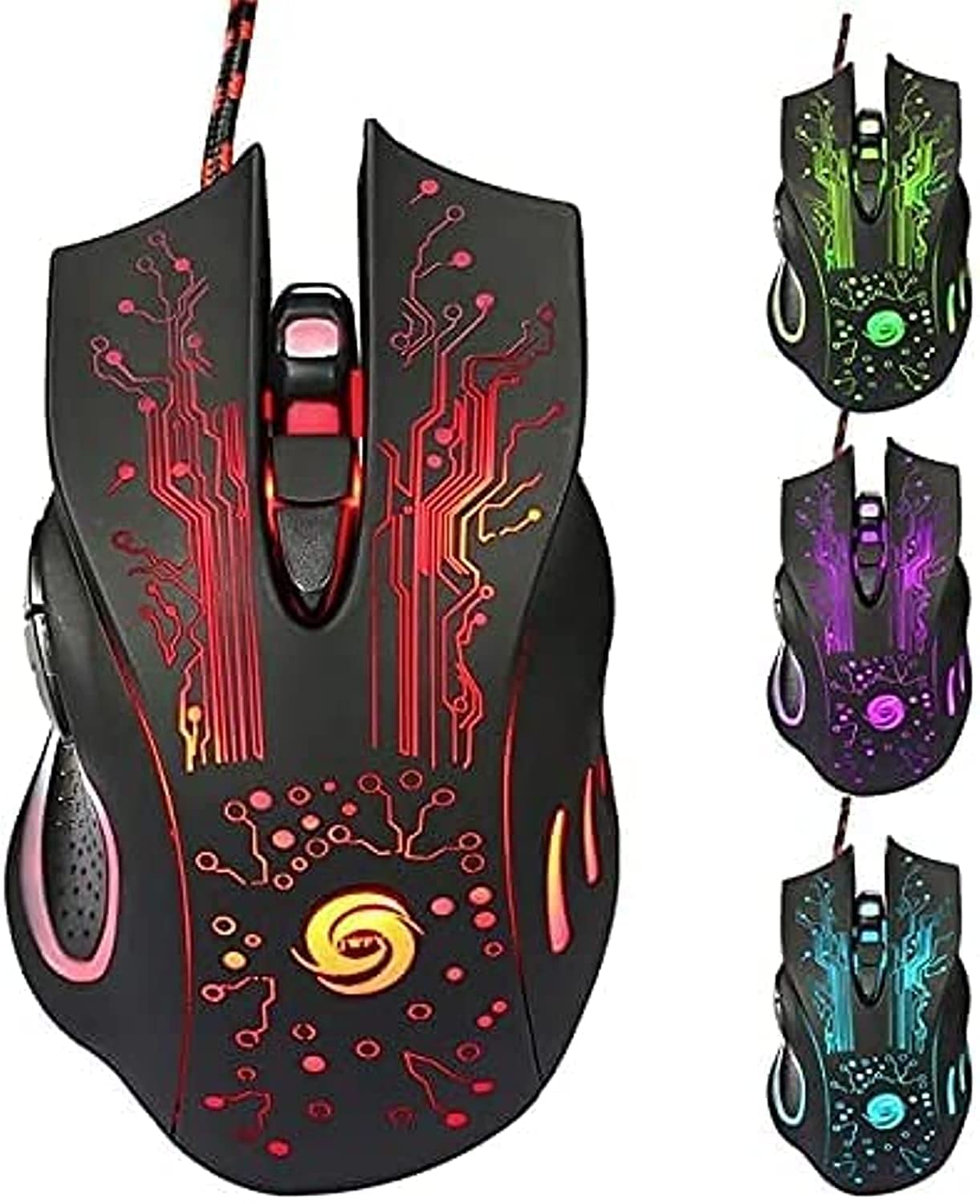 Sponsored Ad – Gaming Mice, Computer Gaming Mouse Wired Manipulator Gaming Mouse Glare USB Wired Gaming Mouse Adjustable 7 Buttons LED Backlit Professional Gamer Mice Ergonomic, for PC Laptop (Black Seven Colors)