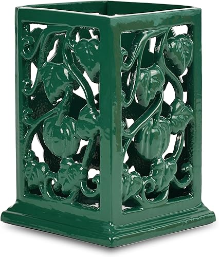 Minluful Soporte para utensilios para encimera de cocina, grande de hierro fundido con patrón de calabaza, soporte para utensilios de cocina,