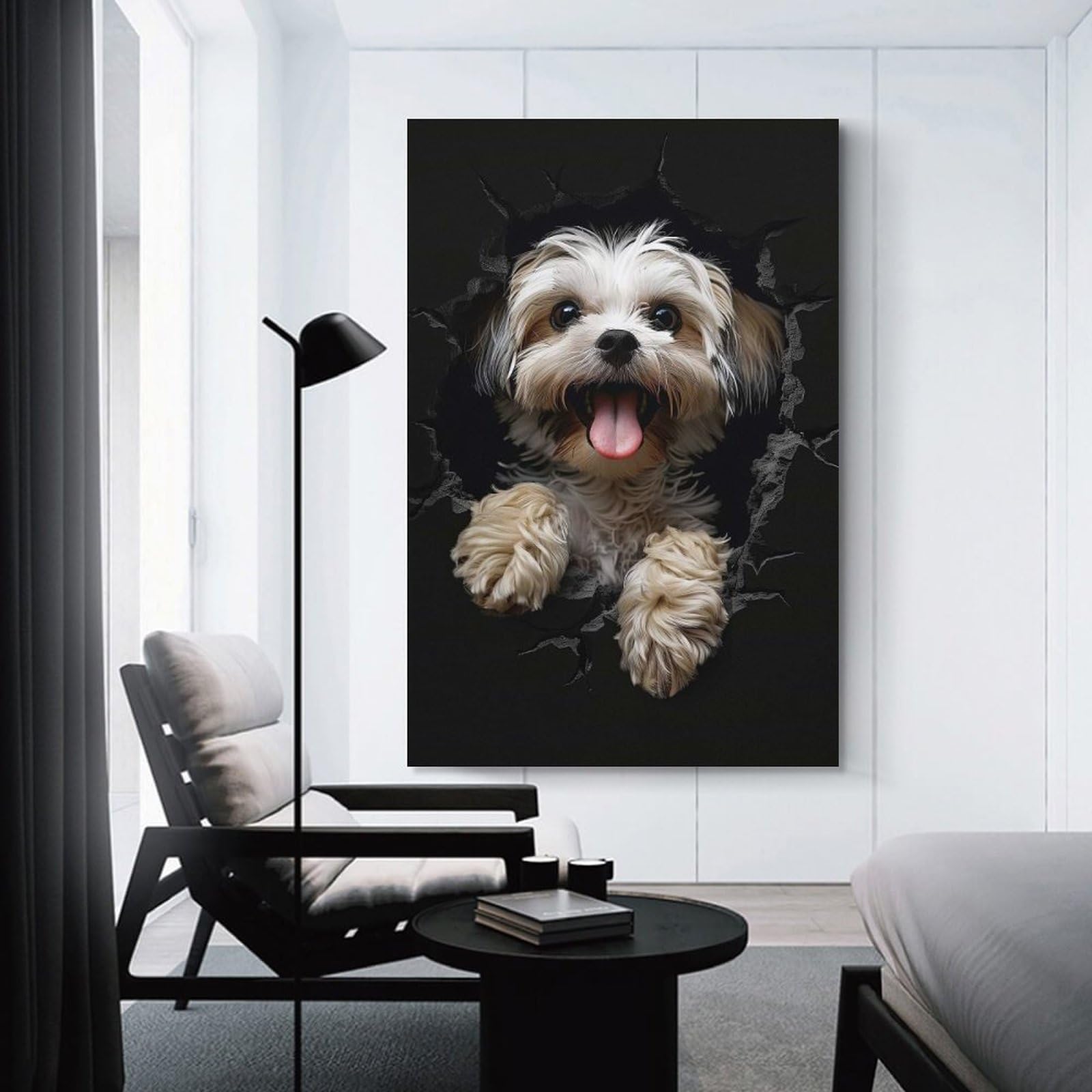 Junmoney Lhasa Apso Dog Wall Art Print 12x18inch(30x45cm), for Living Spaces, Bedrooms Or Relaxed Rooms, A Home Accent with Warm Character