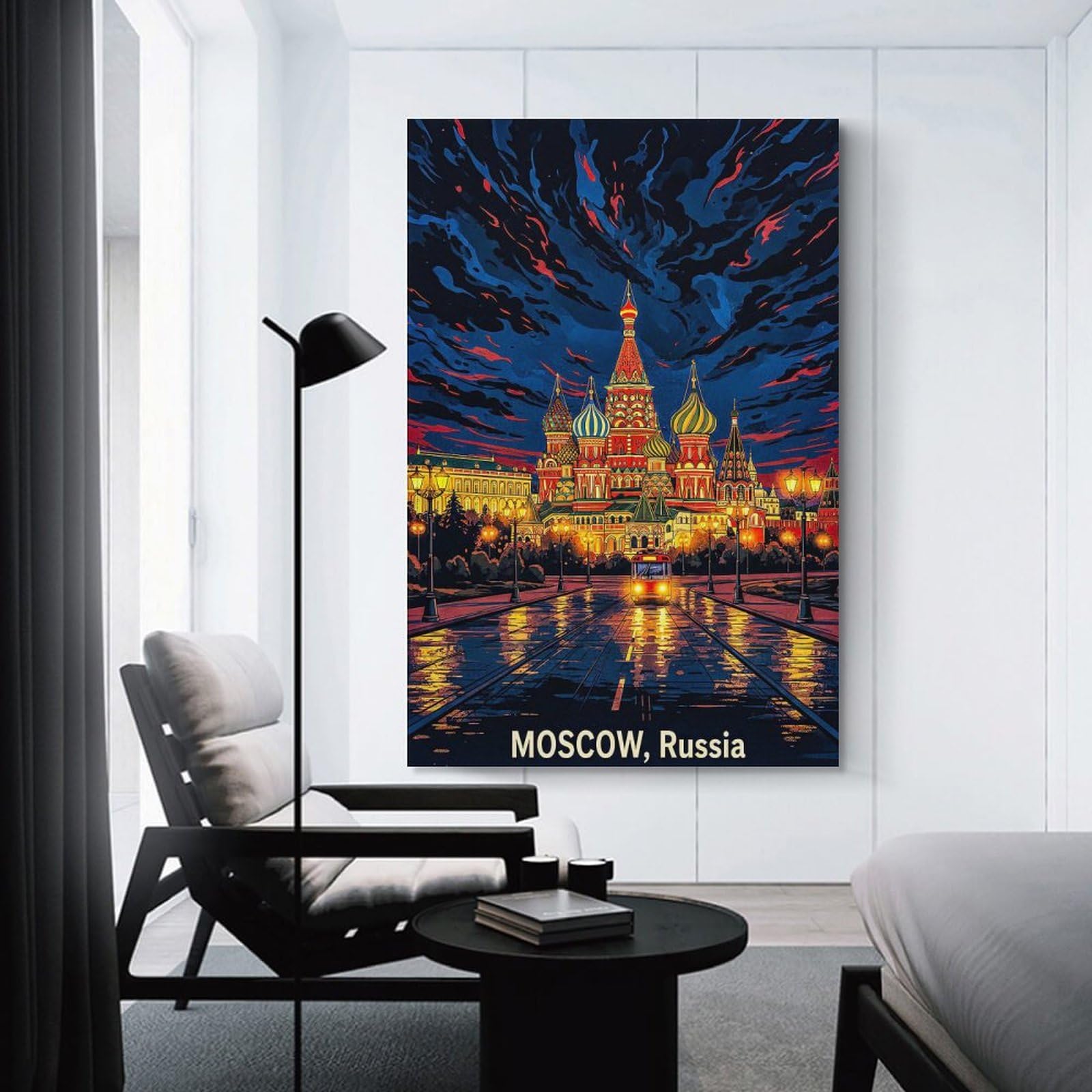 Junmoney Wall Picture Print St. Basils Cathedral at Night, 12x18inch(30x45cm), for Workspace Walls, Study Corners Or Bedrooms, A Smart Decor Choice for Study Walls