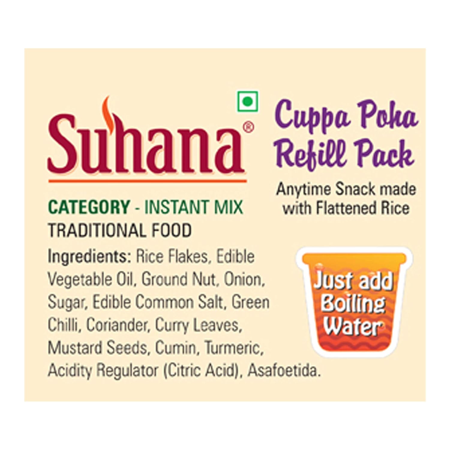 Suhana Cuppa Poha Refill Pack 80g (Pack of 12)