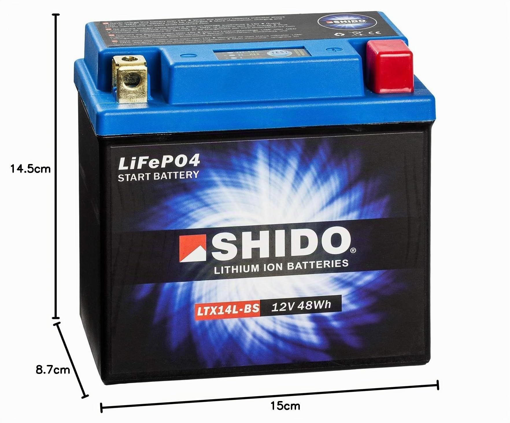 SHIDO LTX14L-BS LION -S- Batterie Moto Lithium Ion
