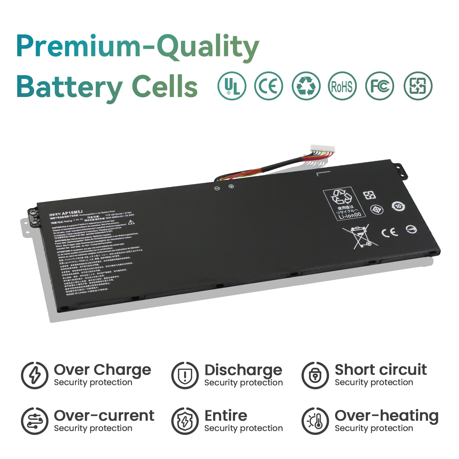 AP16M5J Batteria per Acer Extensa EX215-22 EX215-52 Aspire A314-31 A314-32 A314-33 A314-41 A315-21 A315-21G A315-22 A315-22G A315-23 A315-23G A315-33 A315-34 A315-35 A315-41 A315-41G A315-42 A315-42G