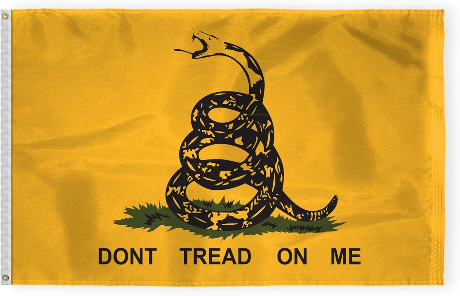 AGAS Don't Tread on Me Gadsden Flag 2x3 ft Outdoor Nylon Double Stitched Hem Never Rust Brass Grommets Bold Bright Yellow American Historical Coiled Rattle Snake Gadsden Flag