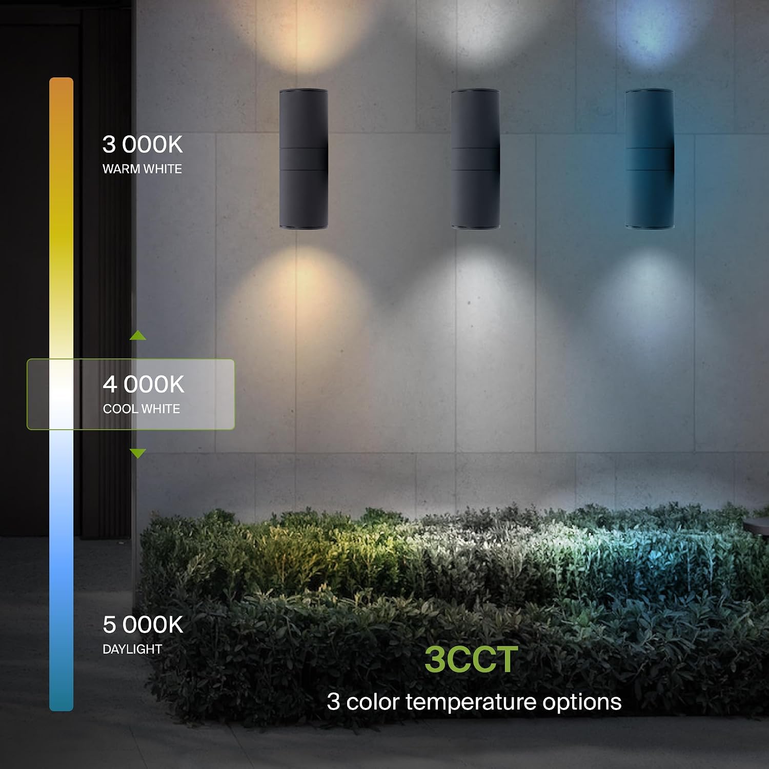 ASD 2 Light LED Exterior Lighting Fixtures with Emergency Battery Backup - 18W 3000K-5000K Outdoor Sconce Lights, Black Cylinder Up Down Modern Outdoor Wall Light, Patio Wall Light Fixture, ETL