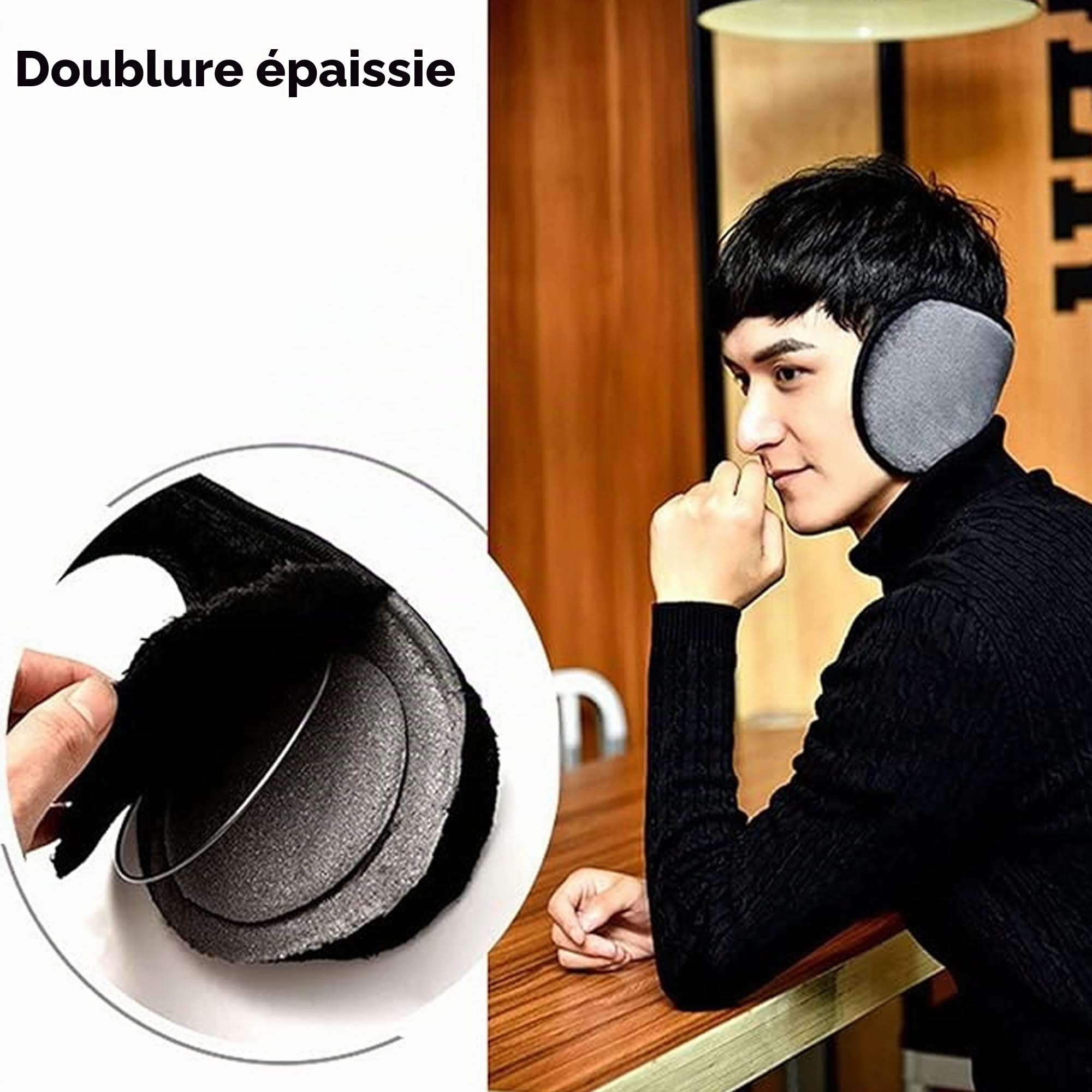 2 Pièces Cache-oreilles, Cache-oreilles Pliable et Extensible en Polaire, Chauffe-Oreilles Cache-Oreille en Polaire Hiver, Pour L'extérieur, Le Cyclisme, la Course à Pied, le ski