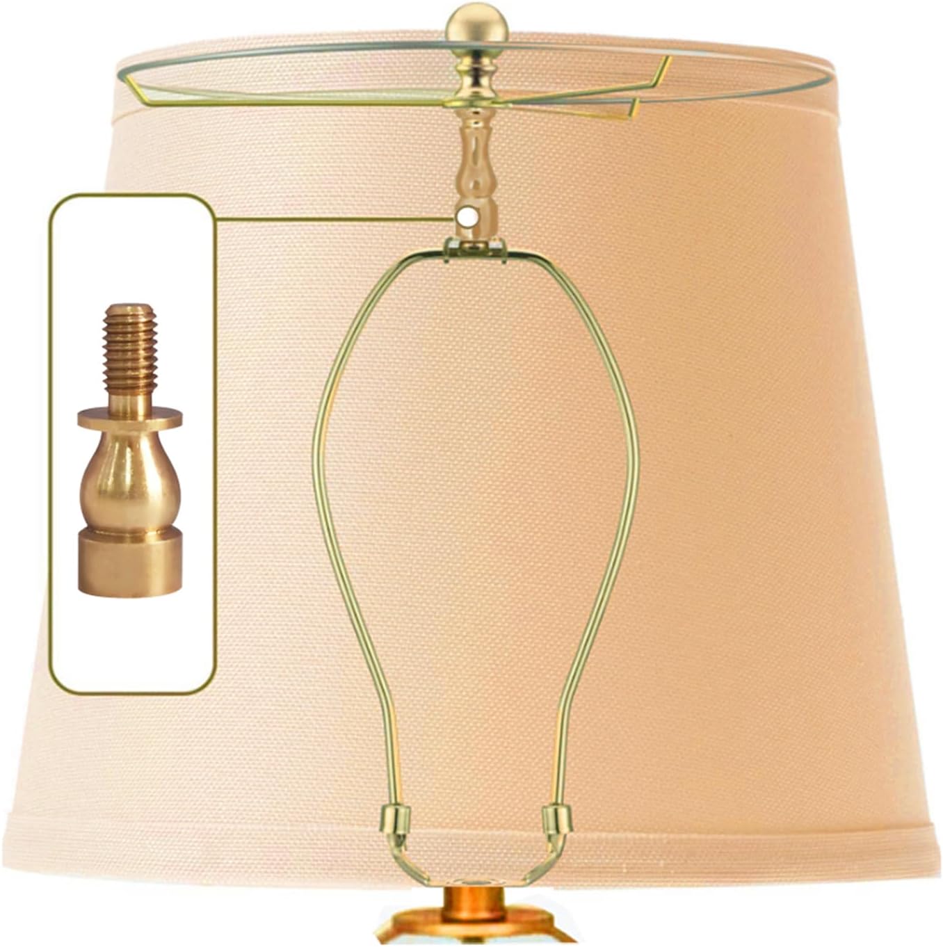 2 pcs 3/4" Turned Solid Brass Lamp Shade Risers for Washer Fitter Type Lamp Shades