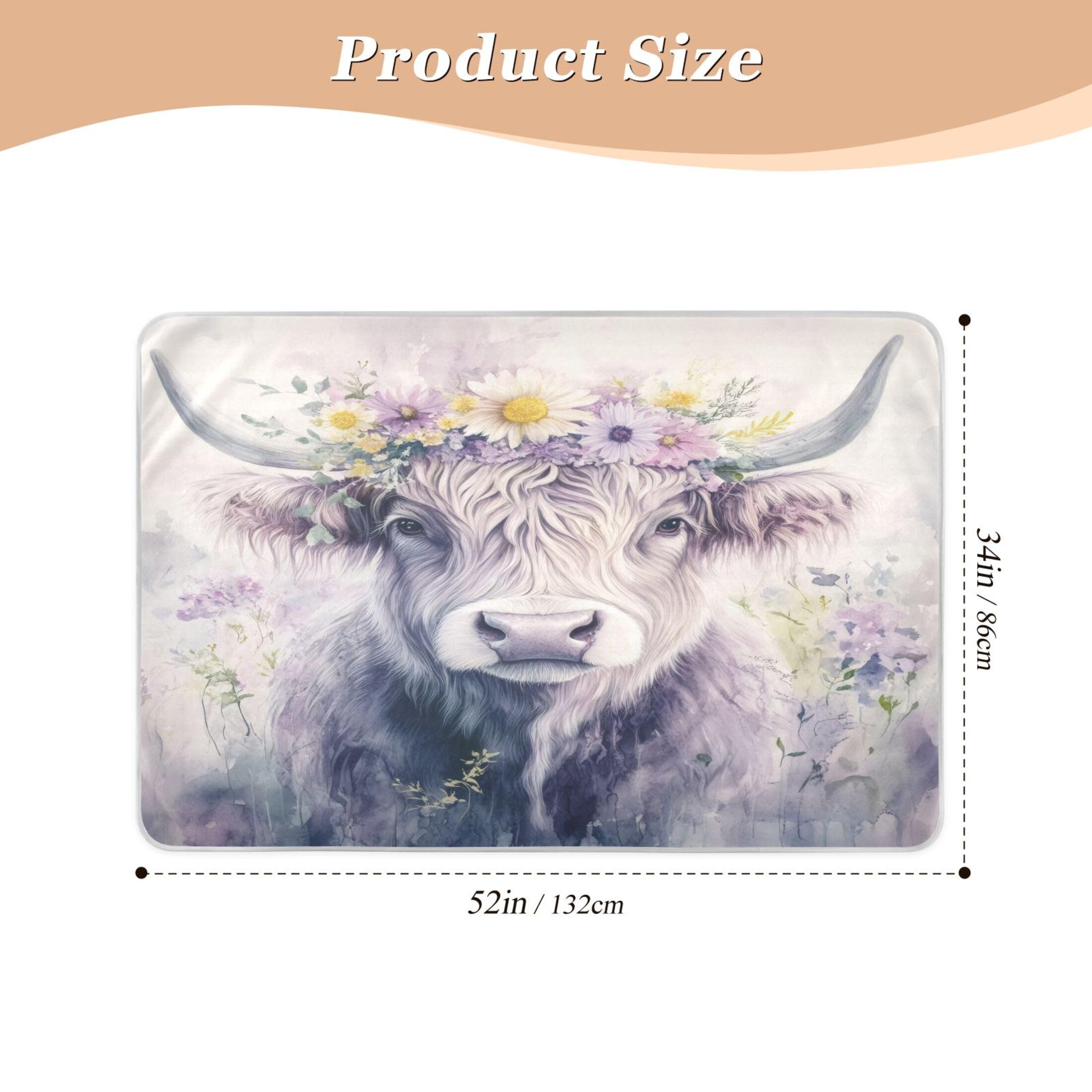 Takiito Watercolor Cow Bed Pad Reusable Bed Underpad Washable Waterproof Leak-Proof Quick Dry Incontinence Pee Pad for Toddlers Kids Adults Pets 34x52 in