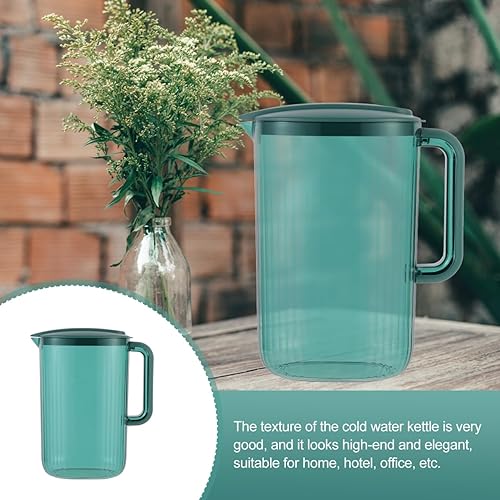 Miniatura 6 de HEMOTON Jarra de vidrio Jarra de plástico con tapa, jarras de mezcla de bebidas, jarra de té helado, jarra de bebida fría y caliente, tarro de