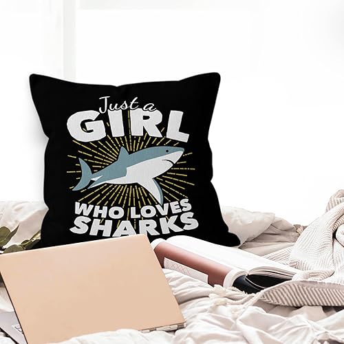 Miniatura 3 de HIWX Funda de almohada de tiburón, I Just Freaking Love Sharks Okay Shark Lover - Funda de almohada decorativa, decoración de habitación de tiburón,