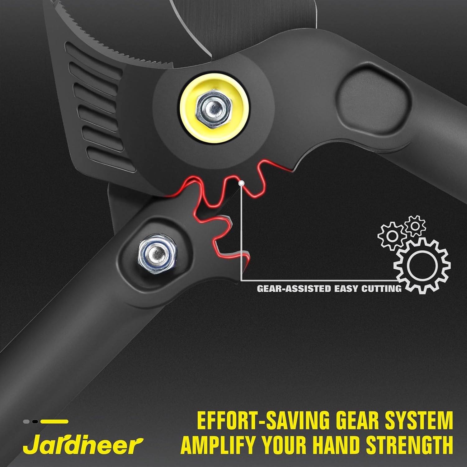 Jardineer 16.5" Garden Loppers for Tree Trimming with Gear Assist, Lightweight Hand Loppers with Steel Blade and Anti-Slip Handles, Cuts up to 1.25" Branches, Garden Shears for Seniors, Women, Men