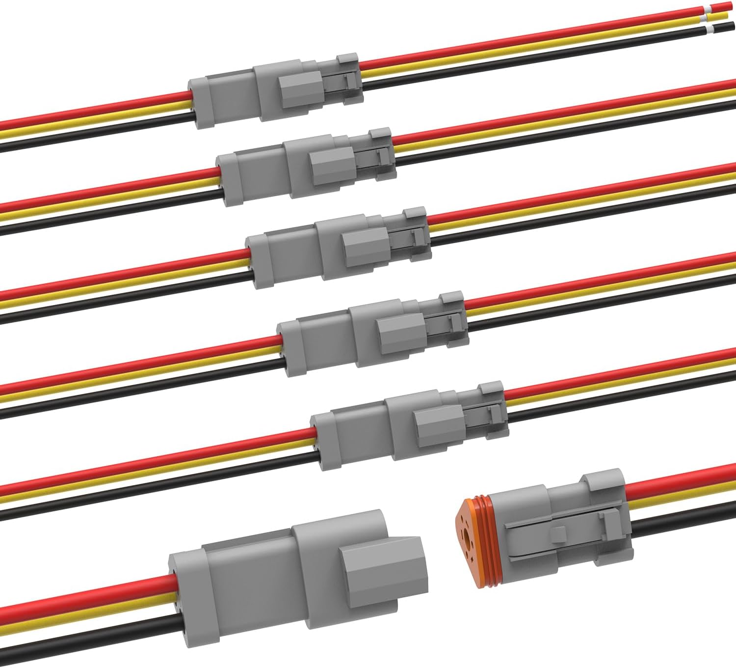 Newdeli Deutsch 3 Pin Connector Kit Waterproof Electrical Connector 16 ...