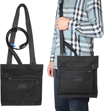 SHENGXIN Urine Drainage Bag Holder Bag Cover with Zipper Pipe Sleeve & Adjustable Shoulder Strap Black