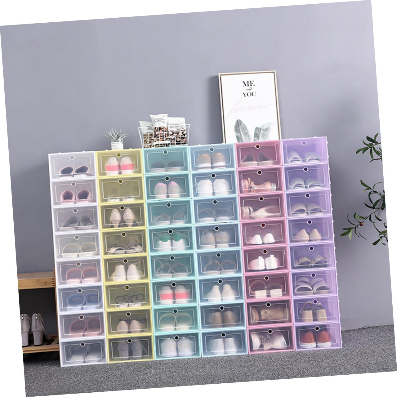 Ciieeo 24PCS Thicken Shoe Storage Box Waterproof Dustproof Shoes Case Lid Stackable Organizer for Home Garage and Entryway