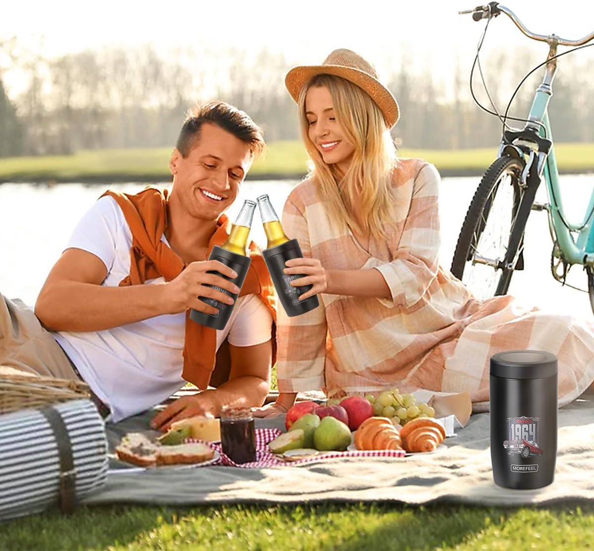 4-in-1 Skinny Can Cooler Double Wall Stainless Steel Insulated Can Holder,Can Coozie, Works With 12 Oz Slim Can,Standard Cans,Beer Bottles & As Pint Cups (Retro Black) - Image 7