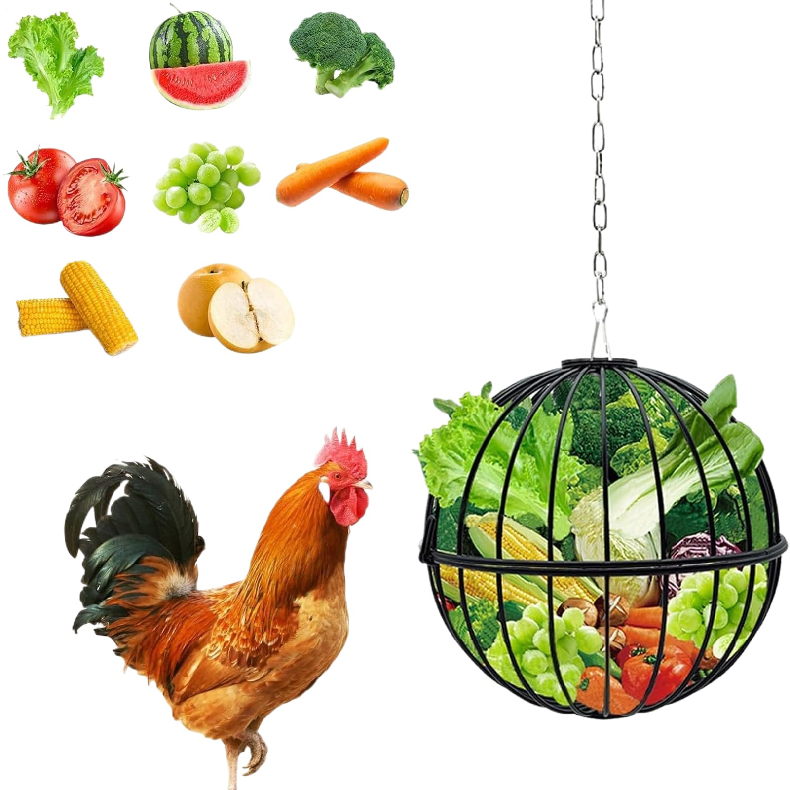 Mangeoires à poules en métal réglables pour poulailler extérieur
