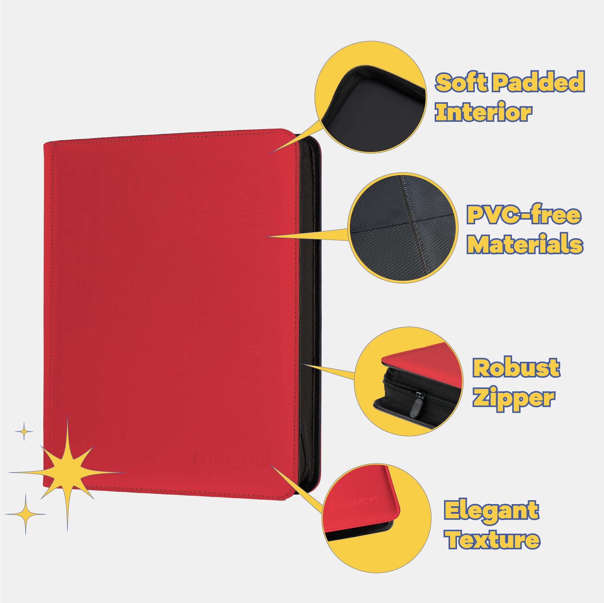 CLOVERCAT Portatarjetas de 9 bolsillos, carpetas comerciales para la colección de juegos de cartas, libro para 252 tarjetas con 20 fundas extraíbles, funda de transporte de almacenamiento, para