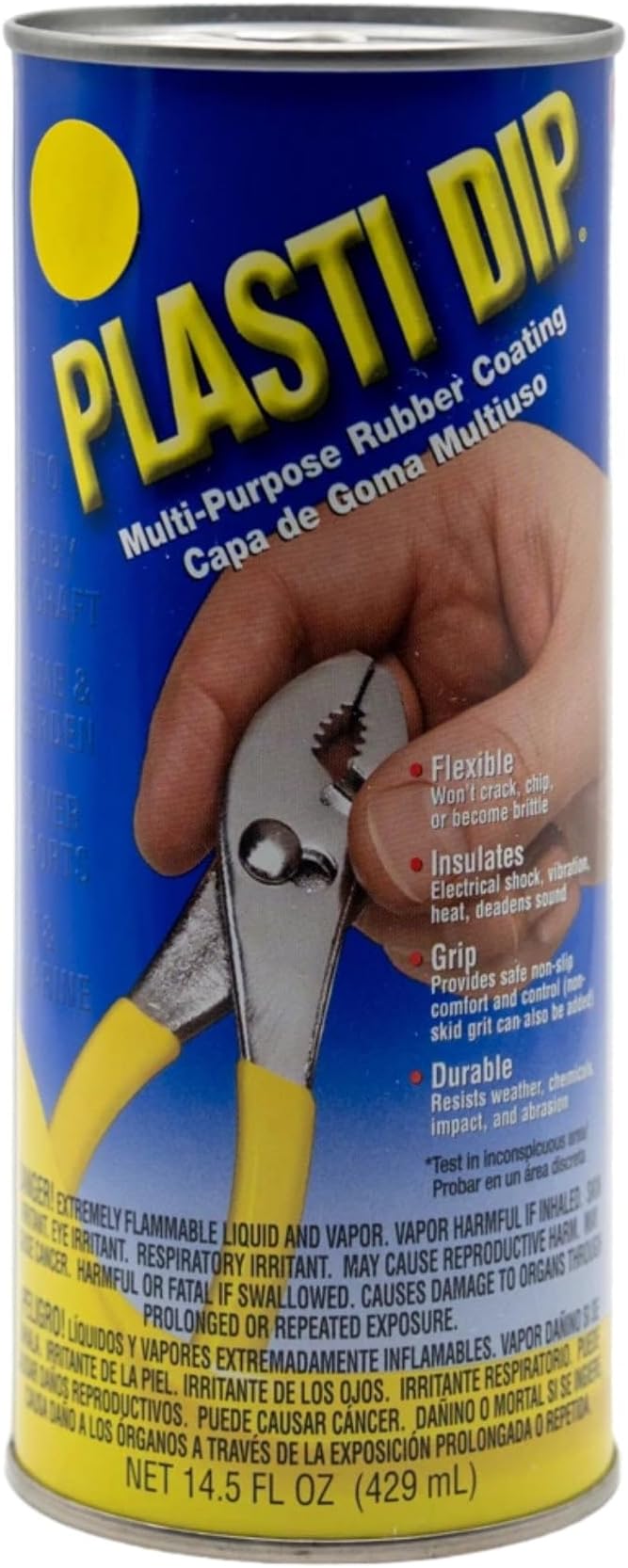 Plasti Dip Original Dip Can, Yellow, 14.5 fl oz, Multi-Purpose Rubber Coating, Peelable Flexible Non-Slip Grip Coating for Tool Handles, Hardware, Home, Garden, Crafts & DIY Projects