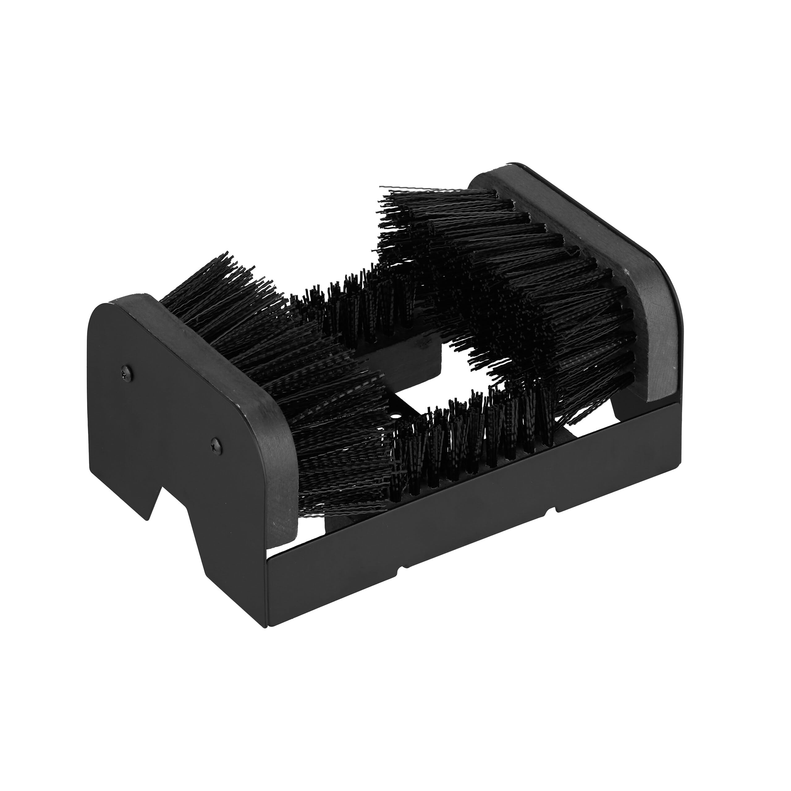 Relaxdays shoe scraper with round brushes, outdoor boot brush, sturdy bristles, floor mounting, black