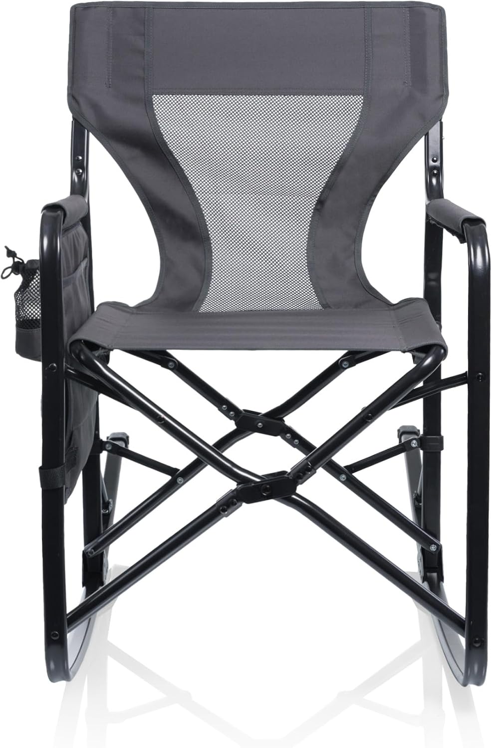 Picnic TIME Woodland Rocking Camping Chair with Storage Caddy, Camp Chair for Adults, (Charcoal Gray)