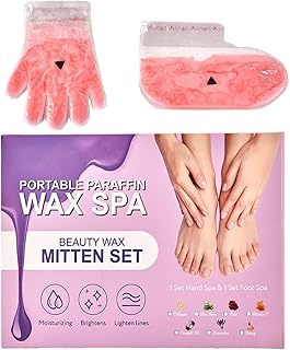 10-Minute Paraffin Hand & Foot Treatments, Self Contained Paraffin Wax Gloves and Booties Set for Intensive Hydration at Home (Rose)