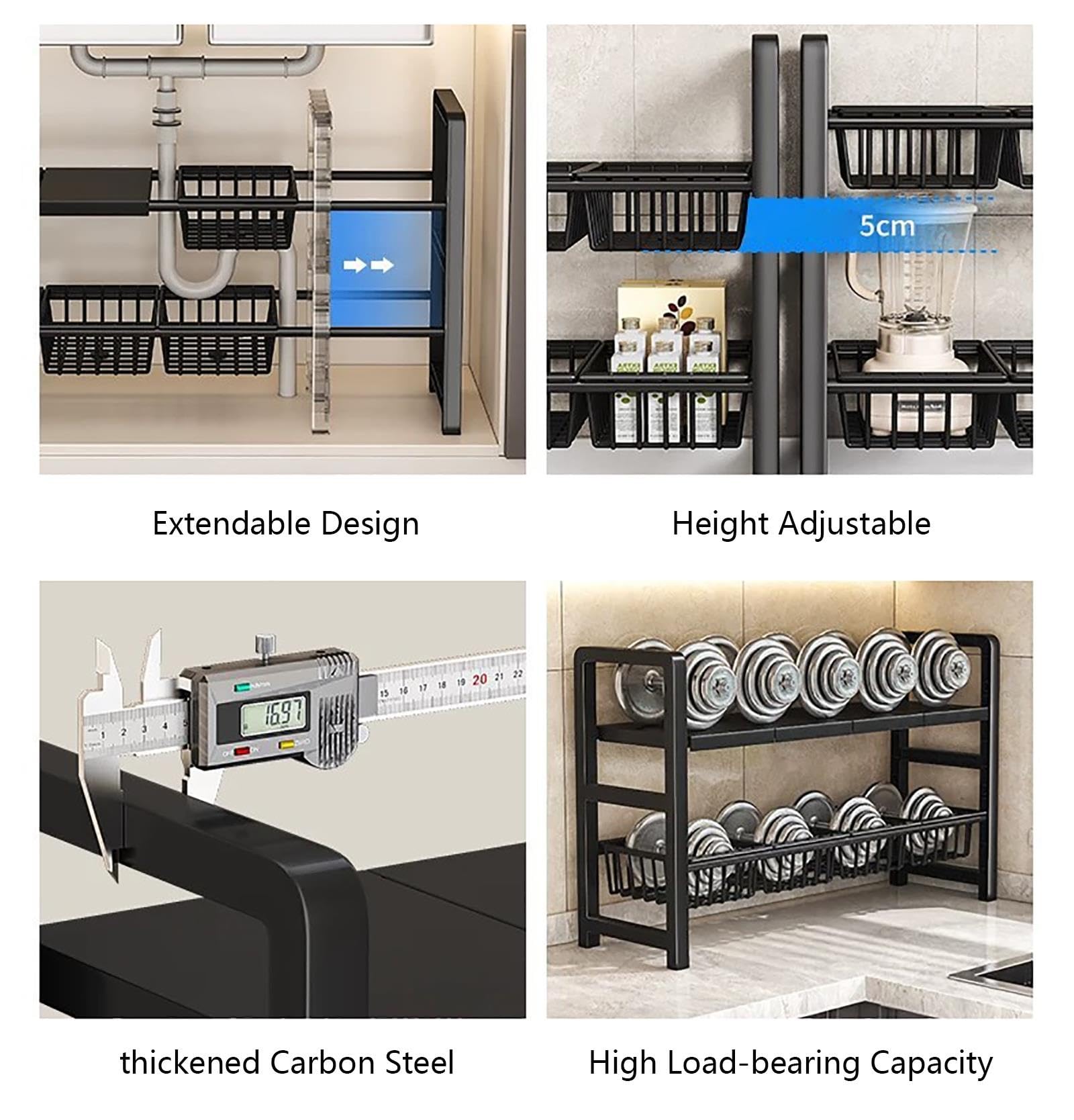 Under Sink Organizer Adjustable Rack for Kitchen Storage