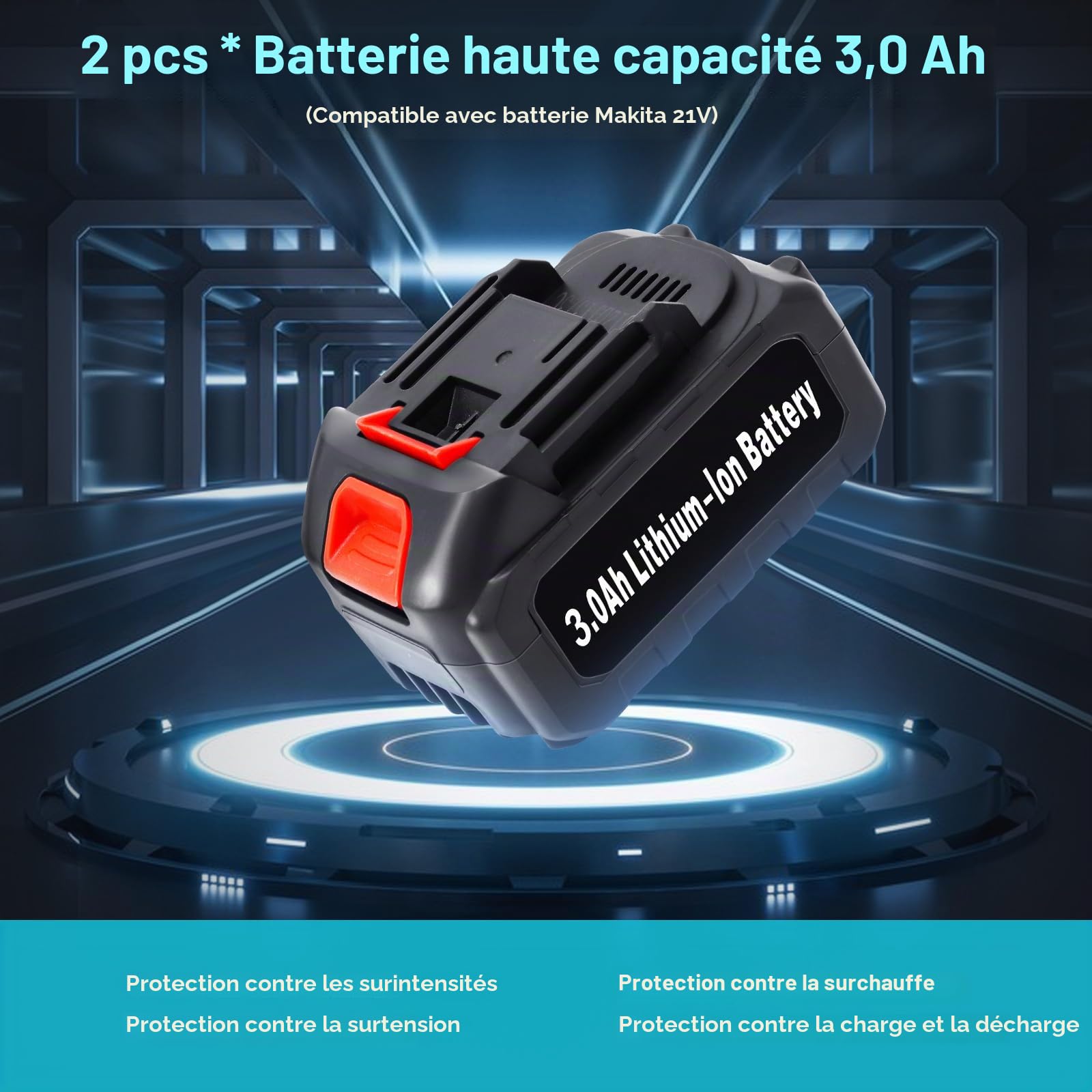 Yofuly Scie Sabre sans fil Compatible avec Batterie Makita 18V, 6 Vitesse Variable 3500SPM Changement de Lame sans Outil, Scie Egoîne avec 2 * 3000Ah Batterie, 4 Lames de Scie pour le Bois/Métal