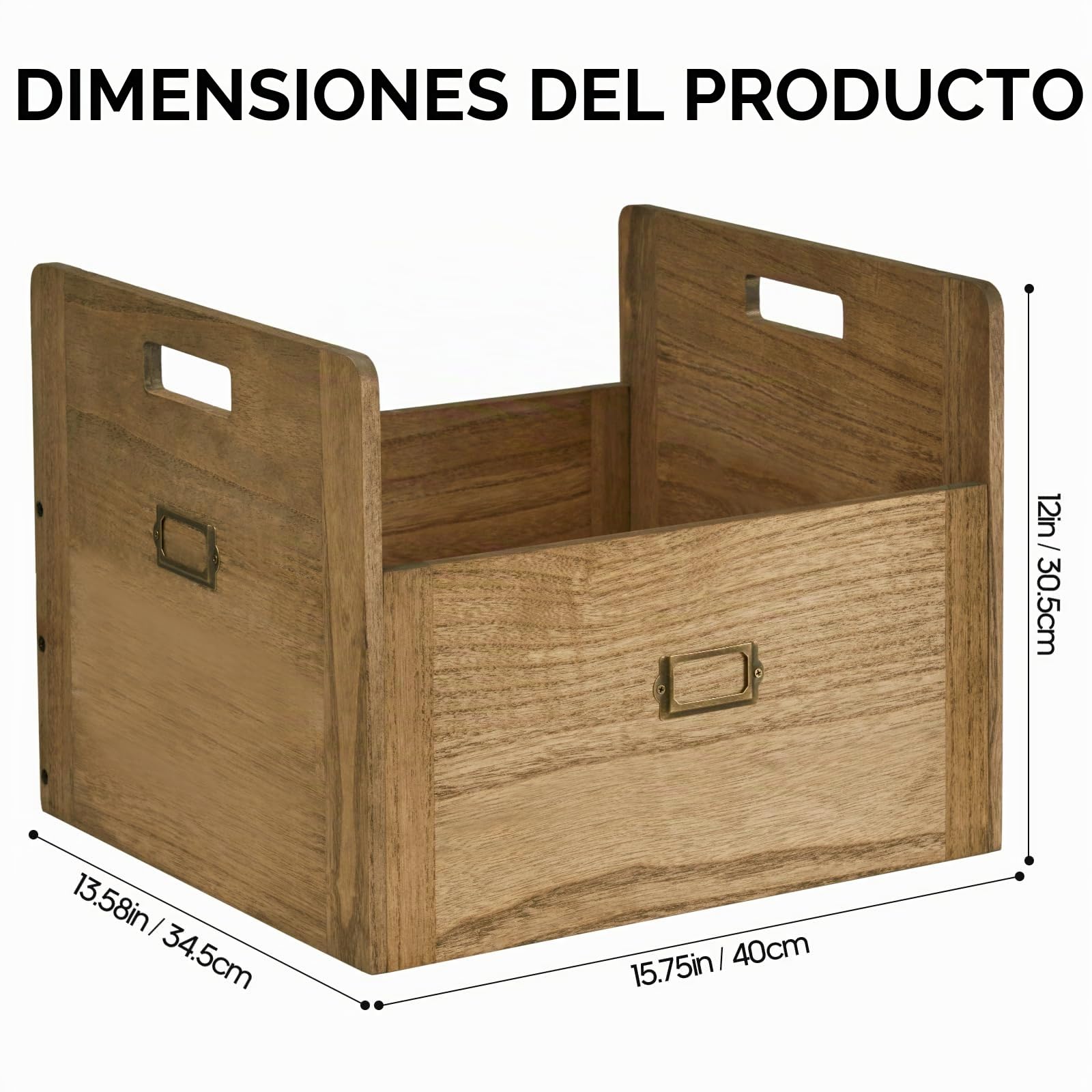 KIRIGEN Caja para Vinilos, Caja de Madera para Discos LP, Marrón oscuro
