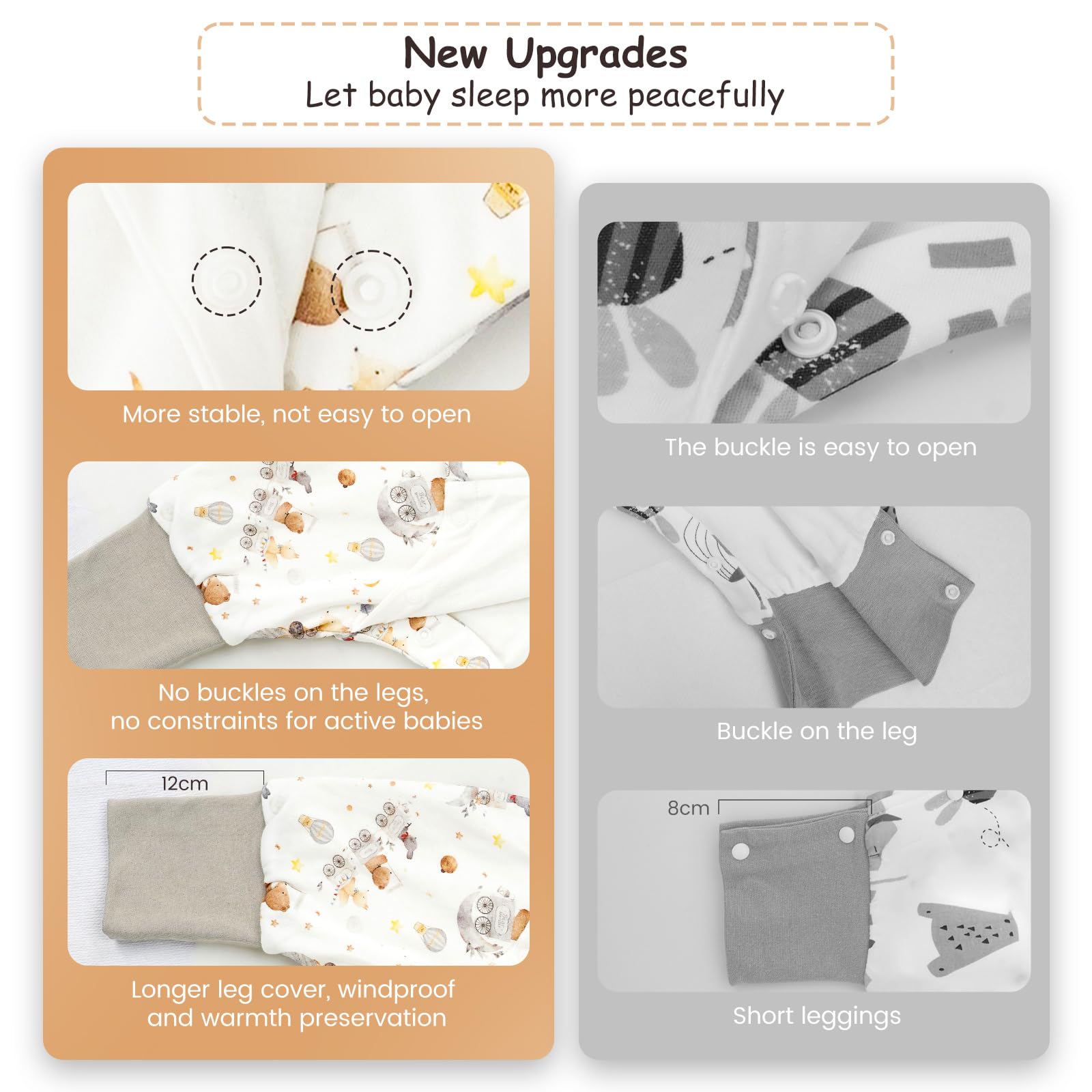 WYTbaby Sacco Nanna Con Piedini 100% Cotone 1 Tog Tutto l'Anno per Bambini 3-4 Anni