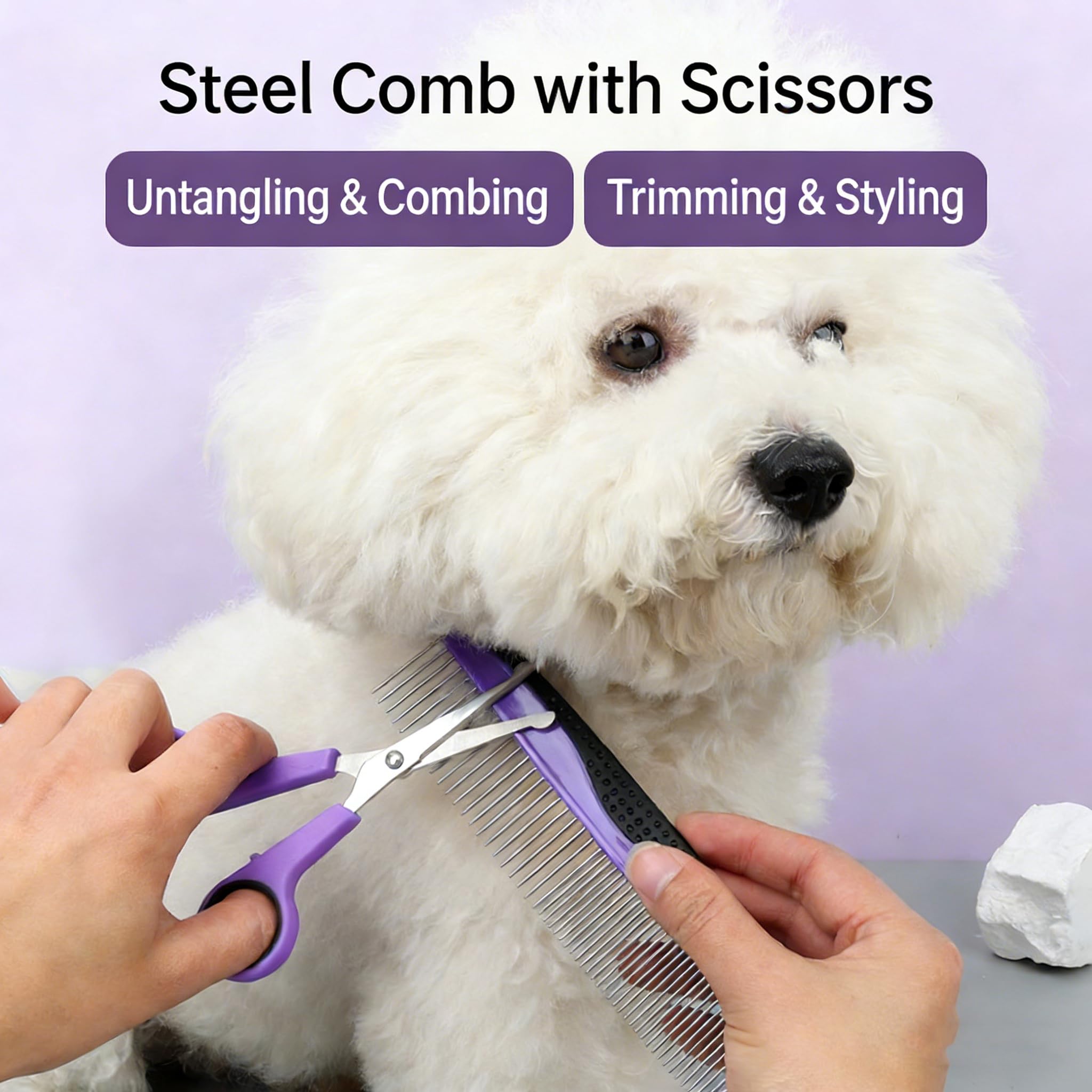 Lot de 9 brosses pour chiens et chats - Coupe-griffes avec lime, peigne démêlant, brosse de bain et shampoing - Accessoires de toilettage pour poils courts et longs