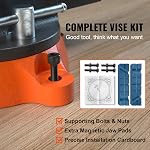 VEVOR Vise de banc, 6.5" Largeur de la mâchoire 6.5" Suivant &9.3" Ouverture inversée, 360-Degree Base de verrouillage pivotante Workbench polyvalent avec enclume, fer ductile lourd avec boulons & Noix, pour le forage, la découpe des tuyaux