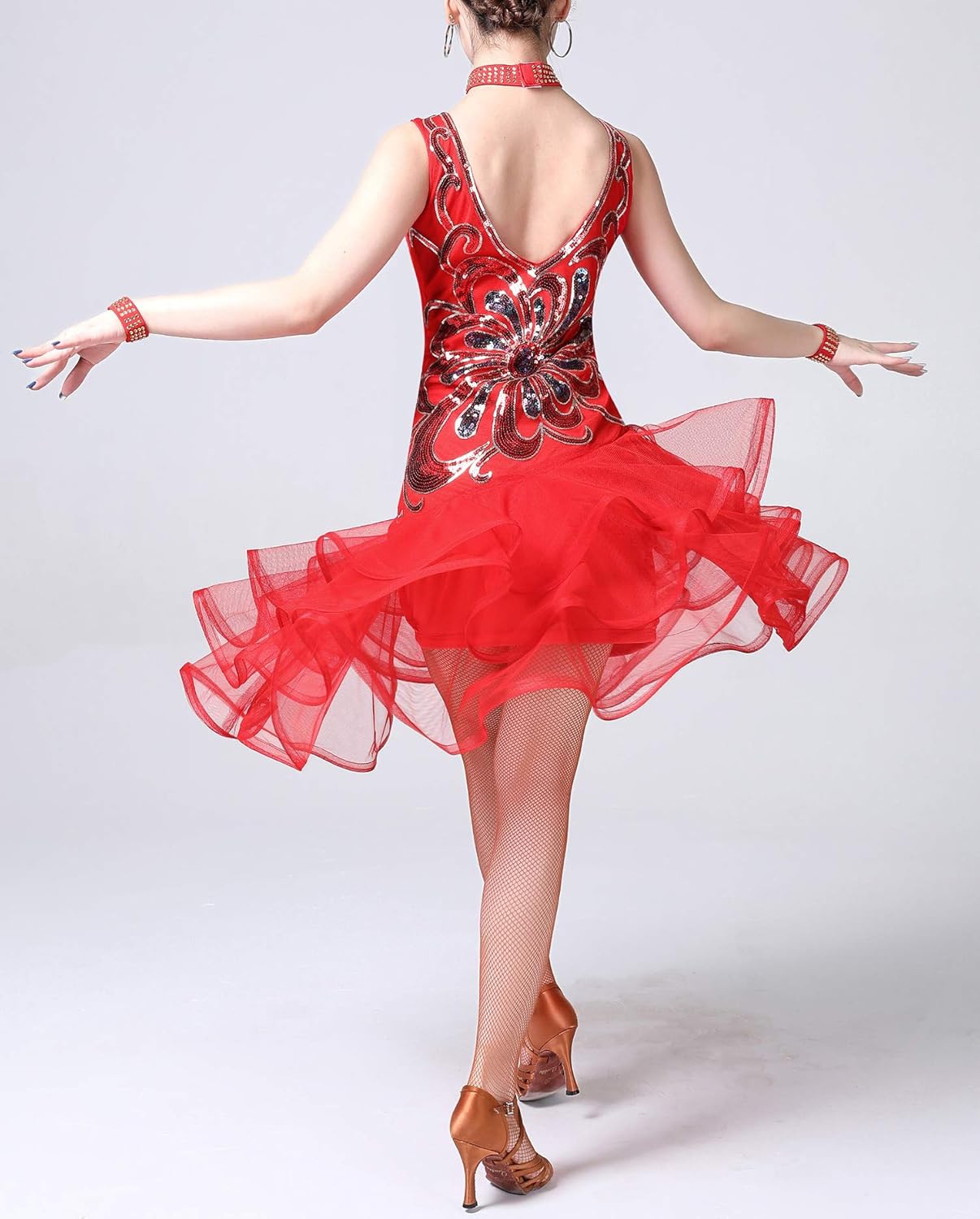 Whitewed Sequin Embroidery Drama Salsa Latin Dance Club Dresses Theatre Costumes