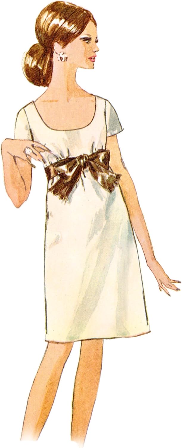 Simplicity Misses' Vintage 1960's Collarless Dress Sewing Pattern Packet, Design Code S9884, Sizes 16-18-20-22-24