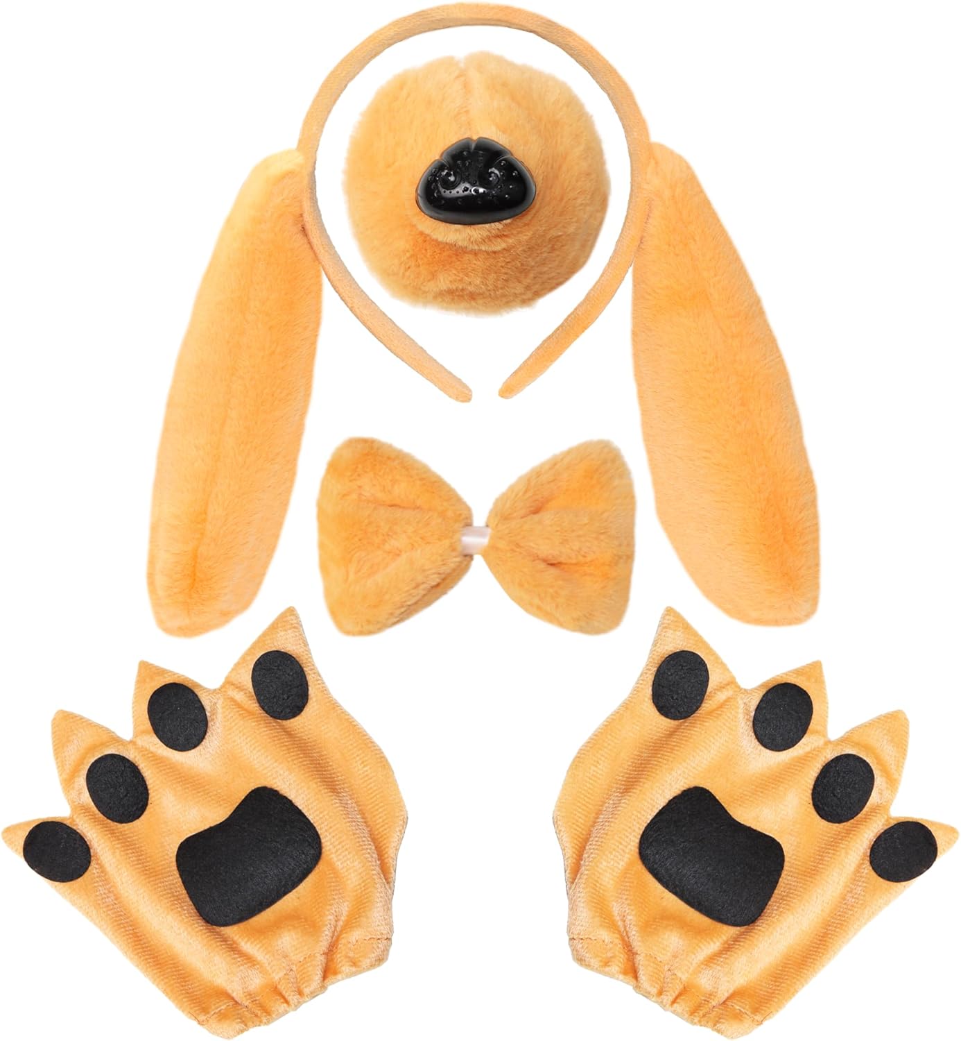 Set de Accesorios para Disfraz de Perro, Diadema de Orejas, Nariz, Corbata y Guantes
