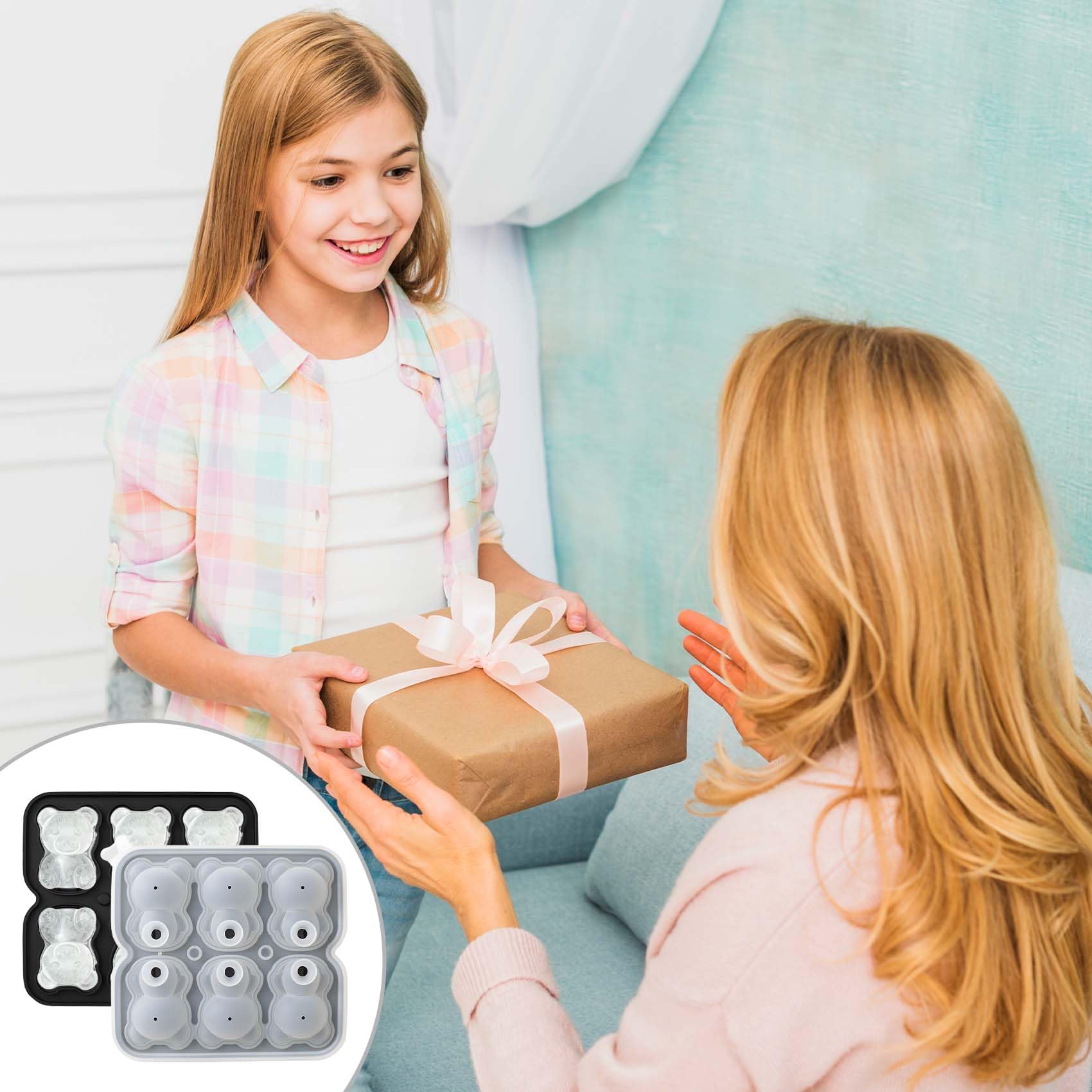 Molde para cubitos de hielo con diseño de oso 3D, bandeja grande para cubitos de hielo con tapa para cóctel, whisky, bourbon, bandejas de cubitos de hielo para congelador, moldes de hielo grandes, 7