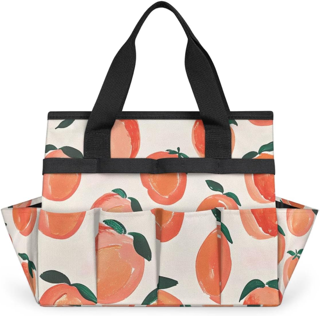 Garden Tool Bag Organizer Garden Tote Bag with Pockets Sweet Peaches Tool Storage Organizer Gardening Tool Kit Holder 13" x 6.8" x 2.8"
